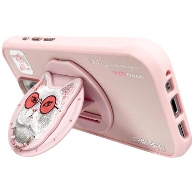 5. Nimmy Glasses Cool Cat MagSafe Case für iPhone 16 Pro - Pink