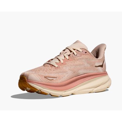 4. HOKA Clifton 9 Sandstein/Creme Damen Laufschuhe (1127896‑SNC)