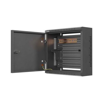 6. LANBERG Installationsschrank TPR 10" mit Mesh-Platte 340×340×140, schwarz (vormontiert)