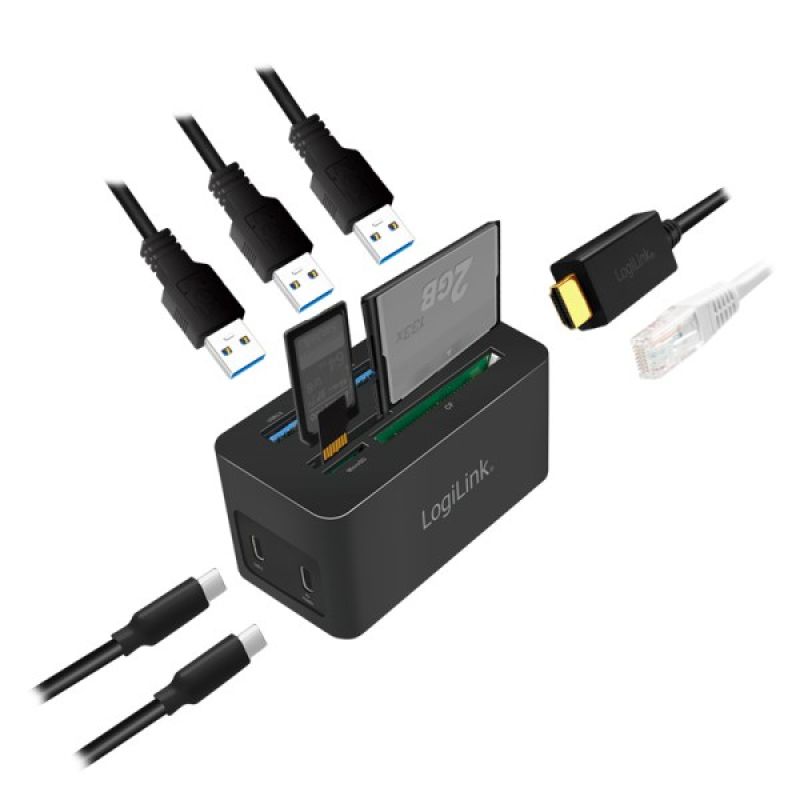 6. Logilink USB 3.2 (G1) HDMI Dockingstation, 10-Port, PD4