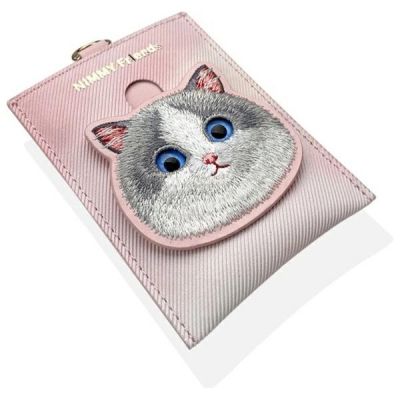 3. Nimmy Big Eyed Pet 2.0 Kartenetui mit Katzenmotiv, Rosa