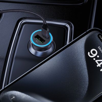 6. Acefast B16 95W USB-A + USB-C Kfz-Ladegerät – Grau