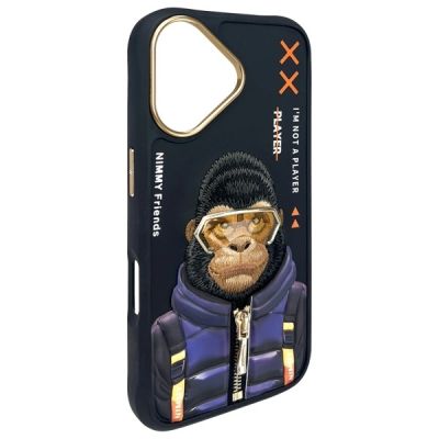 4. Nimmy Cool&Cute 2.0 Monkey Hülle für iPhone 16 - Schwarz