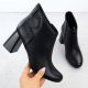 2. Elegante schwarze Leder-Ankle-Boots mit Blockabsatz, Jezzi OLI21-2