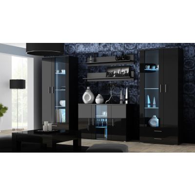 5. SOHO S6 2D2S Vitrine schwarz/glänzend schwarz