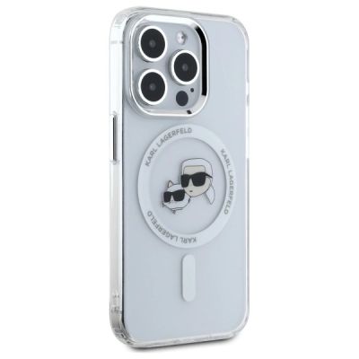 4. Karl Lagerfeld IML Metal Karl&Choupette Head MagSafe Case für iPhone 15 Pro Max - Weiß