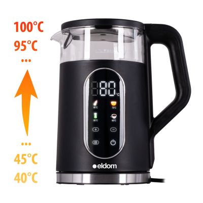12. ELDOM Kabelloser Wasserkocher mit Temperaturregelung C560 NUVIA 2000W 1,7 L, LED-Anzeige, Wassertemperaturregelung