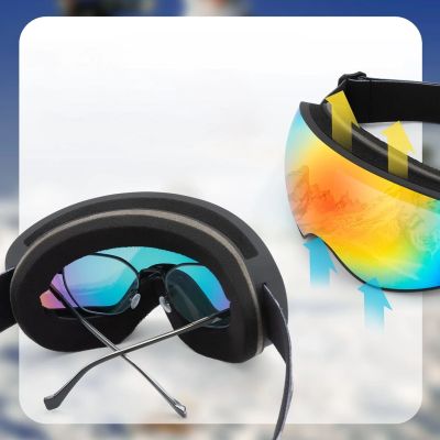 5. Rockbros SP284 Skibrille – Schwarzer, sandgestrahlter Rahmen, graue Polycarbonat-Linse mit roter Verspiegelung, für Kinder