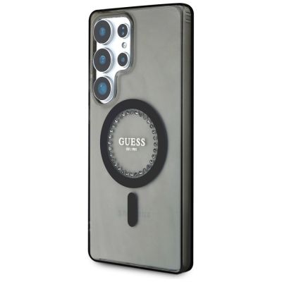 2. Guess Strass bedrucktes klassisches Logo MagSafe Samsung Galaxy S25 Ultra Hülle schwarz