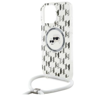 5. Karl Lagerfeld IML Crossbody Monogram Karl & Choupette Head MagSafe Hülle für iPhone 16 Pro - Transparent