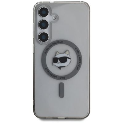 3. Karl Lagerfeld Button Choupette Head gedrucktes Logo MagSafe Samsung Galaxy S25 Hülle schwarz