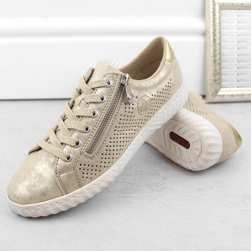7. Rieker W RKR694 bequeme Lederschuhe, beige