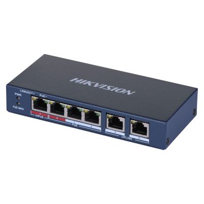 3. Hikvision DS-3E0106HP-E Netzwerkverbindungen Unmanaged Fast Ethernet (10/100) PoE-Unterstützung Blau