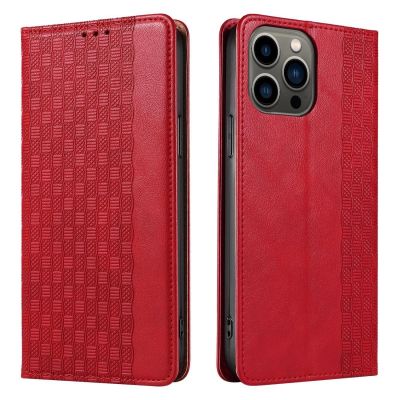 7. Magnet Strap Case iPhone 14 Plus Hülle mit Flip Wallet Mini Lanyard Ständer Rot