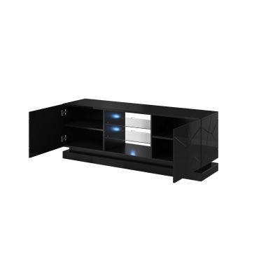 2. TV-Schrank QIU 160 MDF Hochglanzschwarz/Hochglanzschwarz