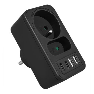 7. MACLEAN Steckdosenleiste x2 + 4xUSB, Verteiler mit 2 Steckdosen, 2xUSB-A, 2xUSB-C PD 20W, 1x16A + 1x6A MCE249 F/B
