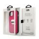 8. Karl Lagerfeld Leder Ikonik Karl's Head Metallhülle für iPhone 13 mini - Rosa