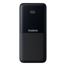 Baseus Lipow 10000mAh 22,5W Powerbank mit integriertem Dual-Kabel und Display (inkl. zusätzlichem schwarzen Baseus Simple USB-A-auf-USB-C-Kabel, 3A, 0,2 m) – Schwarz