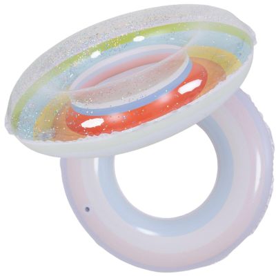 3. Schwimmring 90 cm Regenbogen Glitzer Orange 35644