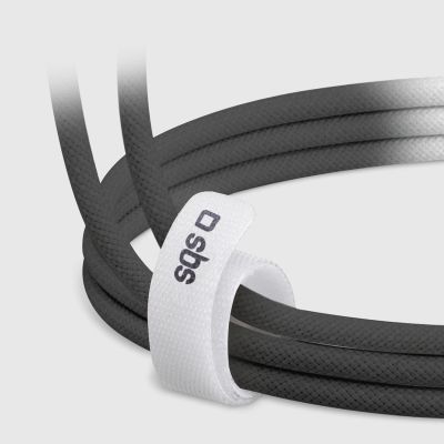 8. SBS TECABLETISSUETCK USB-C – USB-C-Kabel 1,5 m 60 W geflochten – Schwarz