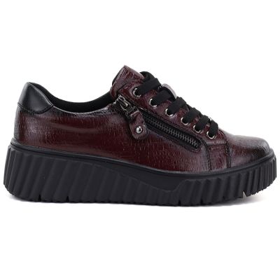 2. Damen-Plateauschuhe aus Lackleder in Burgunderrot, Vinceza 133134