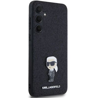 4. Karl Lagerfeld Fixed Glitter Ikonik Logo Metal Pin Hülle für Samsung Galaxy A35 – Schwarz