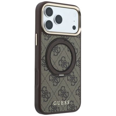 4. Guess Ring Stand 360 4G Classic Logo MagSafe Hülle für iPhone 18 Pro / 17 Pro - Braun