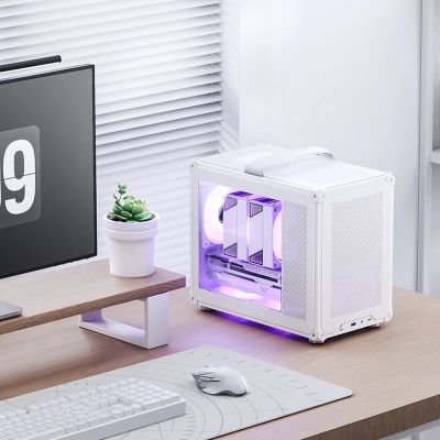3. Jonsbo C6 MAX PC-Gehäuse, Mini-Gehäuse, Micro-ATX, gehärtetes Glas – Weiß
