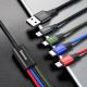 8. Baseus Kabel USB 4in1 Kabel, 2x Lightning / USB Typ C / Micro USB, Nylon geflochten 3.5A 1.2m schwarz (CA1T4-A01)