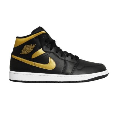 Air Jordan 1 Mid (GS) Basketballschuh Schwarz/Metallic-Gold - DQ8426-071