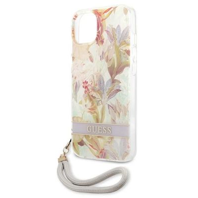 6. Guess, GUHCP13SHFLSU iPhone 13 mini 5,4" lila/lila Hardcase Flower Strap