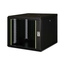 Digitus Unique 19" 9U Rackmount-Netzwerkschrank, 600x600 mm, Glastür, schwarz, ungeteilt, montiert, 100 kg