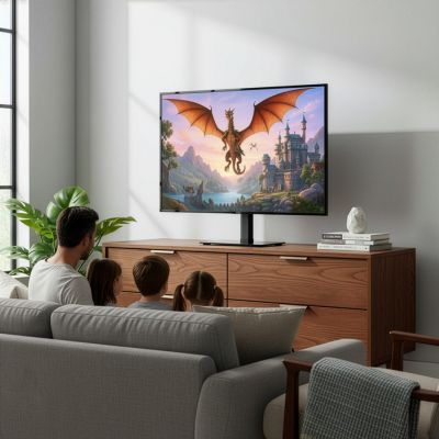 3. MACLEAN Universal-TV-Ständer für Schrank, Standfuß, max. 35 kg, 20 Grad drehbar, für 32-55"-Fernseher MC-132