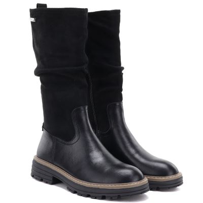 4. Warme, gerüschte Damenstiefel, schwarz, M.Daszyński SA259-