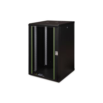 11. Digitus Unique 19" 20HE Rackmount-Netzwerkschrank 600x600 mm, Glastür, schwarz, ungeteilt, montiert, 100 kg
