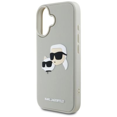 6. Karl Lagerfeld HC 3D Rubber Double Heads iPhone 16 Hülle - Beige