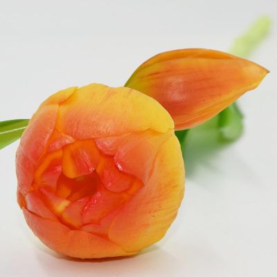 13. Strauß aus 5 orangefarbenen Pfingstrosen-Tulpen, 39 cm, naturgetreue Frühlingsdekoration