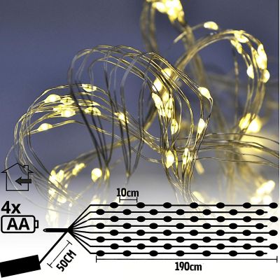 3. Batteriebetriebene Kabellampen-Kaskade mit 160 warmweißen LEDs und Timer