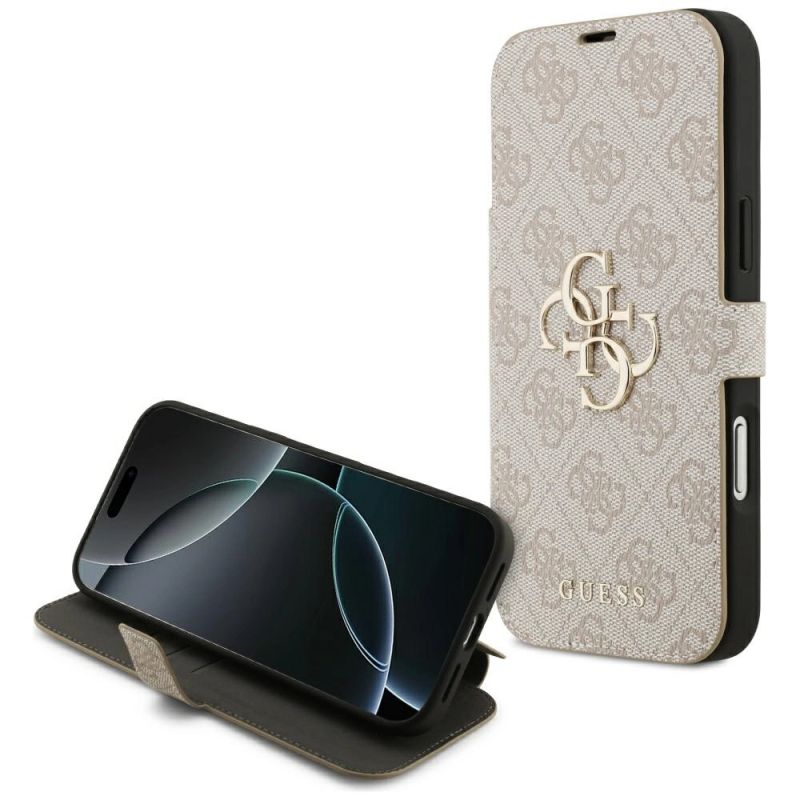 Guess Book 4G Metall-Logo-Hülle für iPhone 18 Pro Max / 17 Pro Max – Pink
