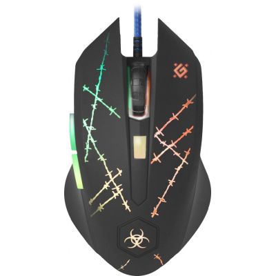 10. DEFENDER FORCED WIRED MOUSE GM-020L 800/1800/2400/3200 DPI 6P + PAD + GAME 52020