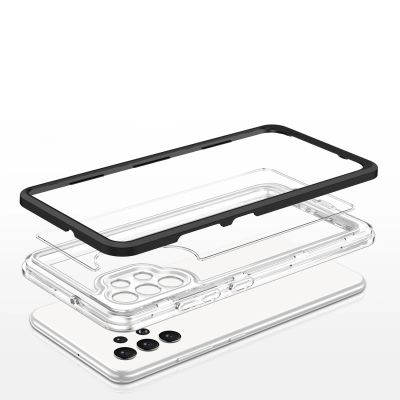5. Klare 3in1 Hülle für Samsung Galaxy A72 4G Frame Gel Cover Schwarz