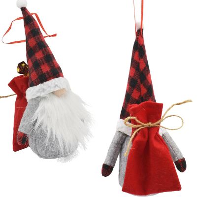 10. Dekorativer Weihnachtsmann-Gnom/Elfe mit Geschenktüte, 20 cm