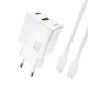 Dudao A27TCEU PD 30W GaN USB-A/USB-C-Wandladegerät mit USB-C-Kabel – Weiß