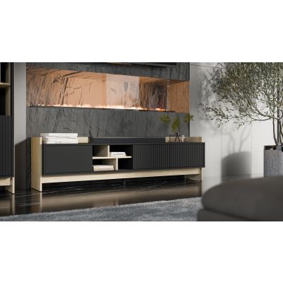 3. PORTO 3D-TV-Schrank 190x38x50 Eiche/Schwarz