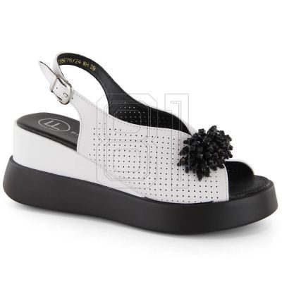 Filippo W PAW529B Keilsandalen aus Leder mit Perlen Weiß