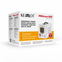 KEMOT PROsinus-800 Notstromversorgung, reiner Sinuswellenwandler mit Ladefunktion 12 V 230 V 800 VA/500 W