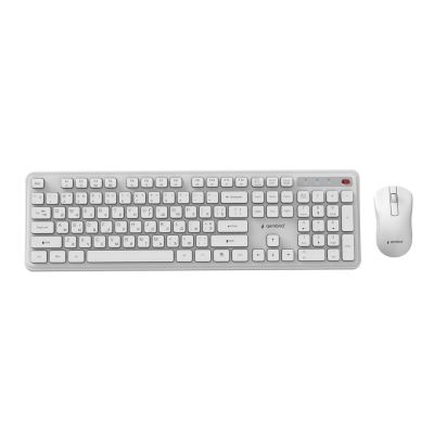 GEMBIRD Drahtloses Slim Pro Business Tastatur- und Maus-Set für den Schreibtisch, Weiß, RU-Layout