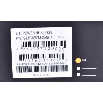 9. Thermaltake Litepower RGB PS-LTP-0650NHSANE-1 Netzteil (650W; Aktiv; 120mm)