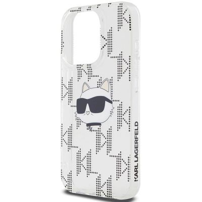 6. Karl Lagerfeld IML Choupette Head & Monogram Hülle für iPhone 15 Pro – transparent
