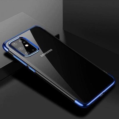 2. Clear Color Silikon Gel Electroplating frame Handyhülle Schutzhülle für Samsung Galaxy A72 4G blau